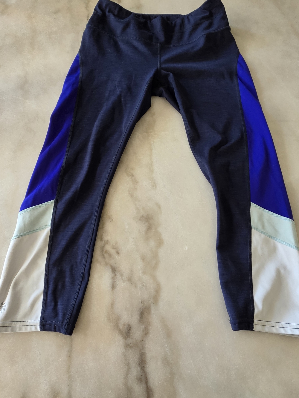 Athleta Colorblock Leggings - Navy, Royal Blue & Light Gray